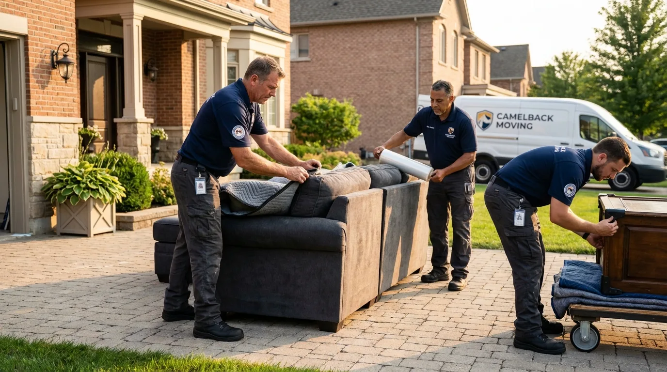 Large estate moving crew wrapping furniture in Bastrop, LA